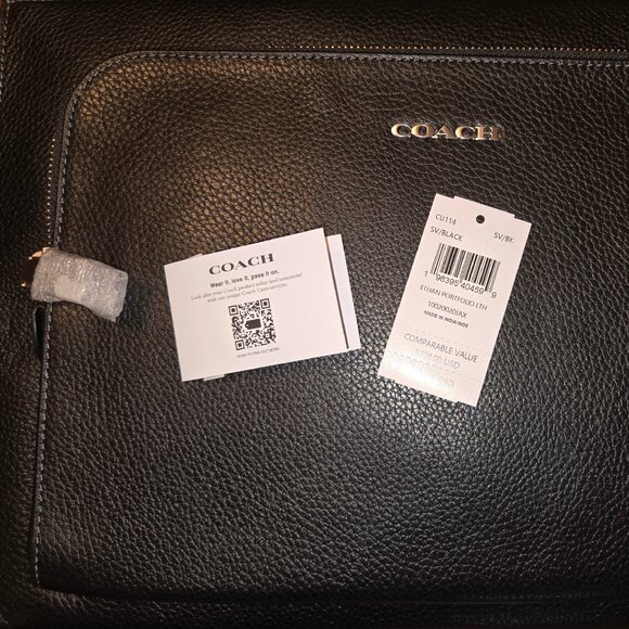 Coach Ethan Portfolio Leather Black – NWT - Picture 4 of 8